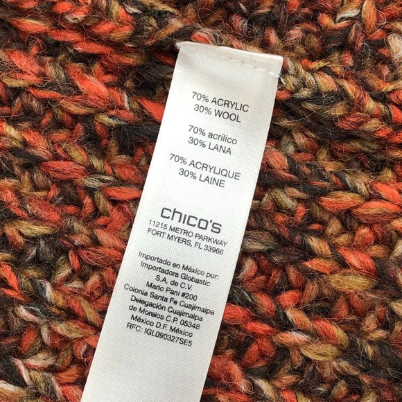 Chico's Katrina Boho Wool Blend Fringed Chunky Knit Open Front Cardigan Sweater - Picture 12 of 17